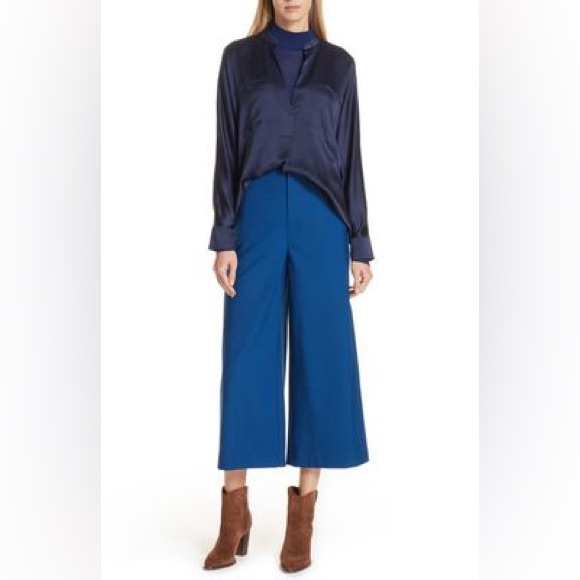 Vince Royal Blue Wide Leg Wool Cropped Dress Pants - Picture 5 of 8